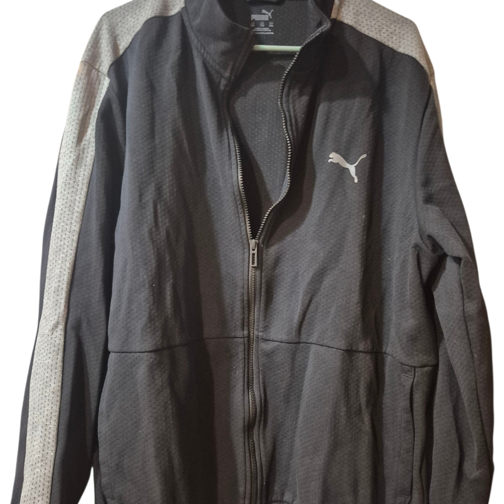 Puma Men's Black And Gray Zip Up Sweatshirt
